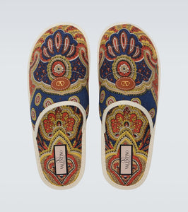 Valentino Garavani Paisley denim slides