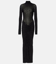 Alaia Embellished ruched jersey maxi dress