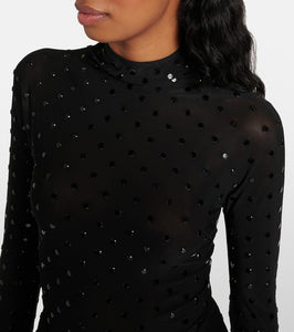 Alaia Embellished ruched jersey maxi dress