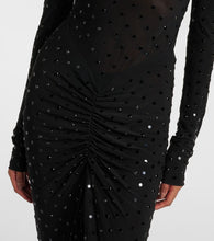 Alaia Embellished ruched jersey maxi dress