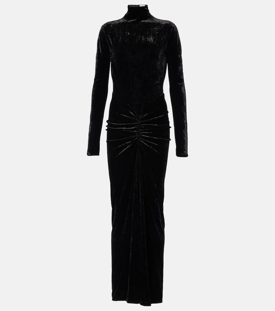 Alaia Ruched velvet midi dress