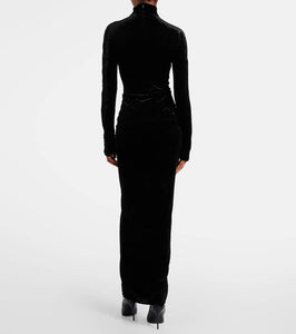 Alaia Ruched velvet midi dress