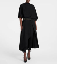 Alaia Belted leather-trimmed midi dress