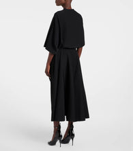 Alaia Belted leather-trimmed midi dress