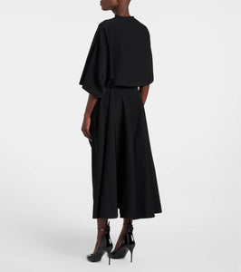Alaia Belted leather-trimmed midi dress