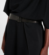 Alaia Belted leather-trimmed midi dress