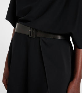 Alaia Belted leather-trimmed midi dress