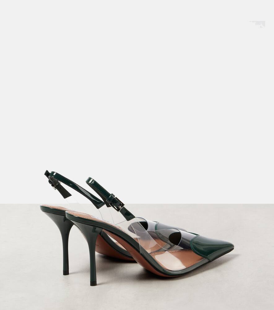 Alaia Le C√Ö¬ìur 90 patent leather and PU slingback pumps