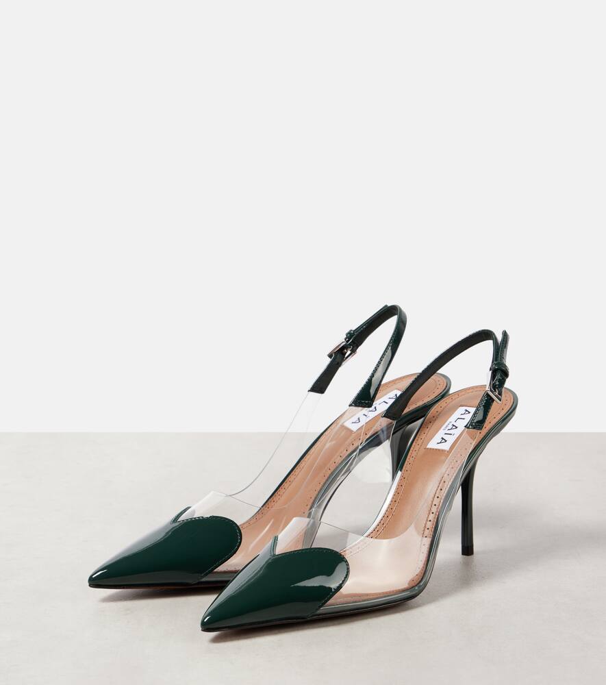 Alaia Le C√Ö¬ìur 90 patent leather and PU slingback pumps