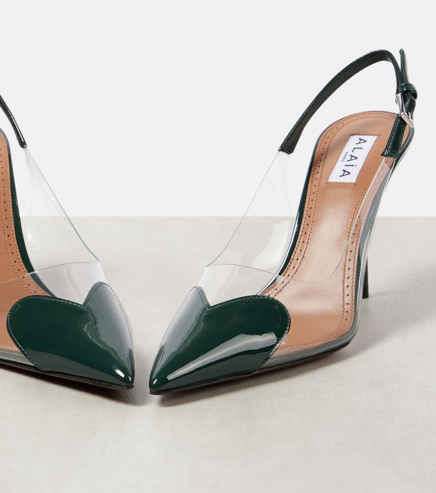 Alaia Le C√Ö¬ìur 90 patent leather and PU slingback pumps