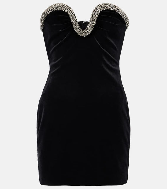 Roland Mouret Embellished velvet corset dress
