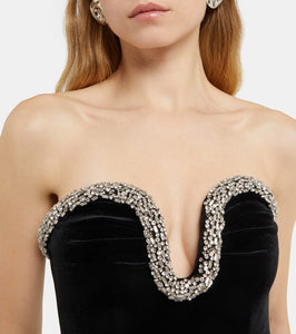Roland Mouret Embellished velvet corset dress