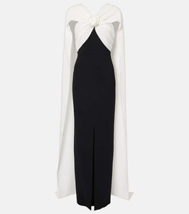 Roland Mouret Caped floral-appliqu√É¬© cady gown