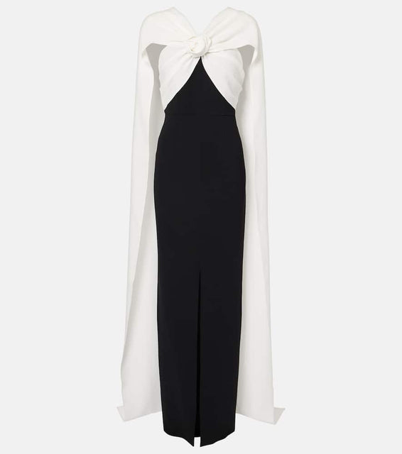 Roland Mouret Caped floral-appliqu√É¬© cady gown