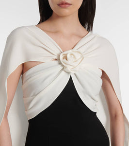 Roland Mouret Caped floral-appliqu√É¬© cady gown