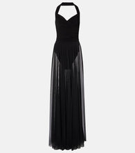 Norma Kamali Cayla draped mesh maxi dress