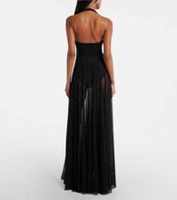 Norma Kamali Cayla draped mesh maxi dress