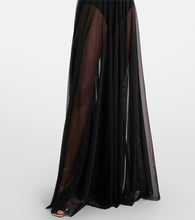 Norma Kamali Cayla draped mesh maxi dress