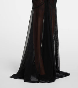 Norma Kamali Tara ruched mesh gown