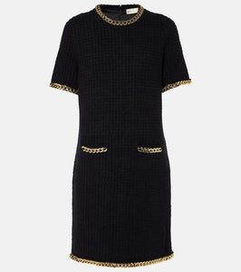 Tory Burch Chain-detail waffle-knit minidress