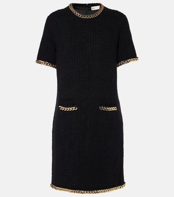 Tory Burch Chain-detail waffle-knit minidress