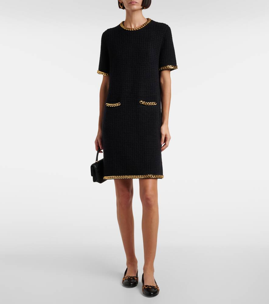 Tory Burch Chain-detail waffle-knit minidress