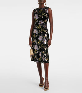 Diane von Furstenberg Coral sequined floral midi dress