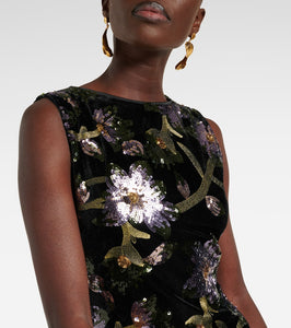 Diane von Furstenberg Coral sequined floral midi dress