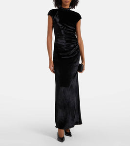 Staud Tina ruched velvet gown
