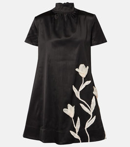Staud Ilana floral-appliqu√É¬© satin minidress