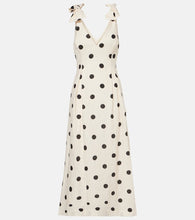 Zimmermann Polka-dot bow-detail linen midi dress