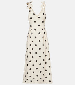 Zimmermann Polka-dot bow-detail linen midi dress
