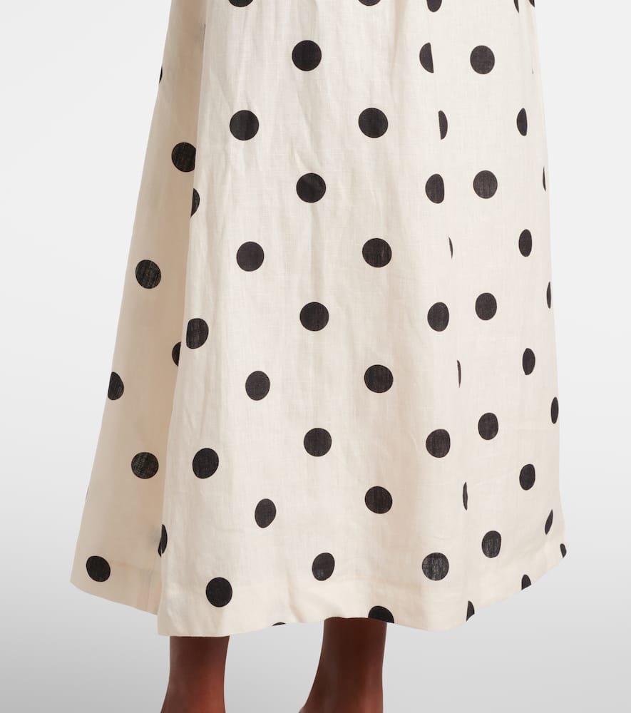 Zimmermann Polka-dot bow-detail linen midi dress