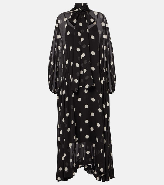 Zimmermann Crush Tie Neck Billow polka-dot maxi dress