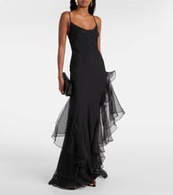 SIR Sage Flounce ruffled sheer silk maxi dress