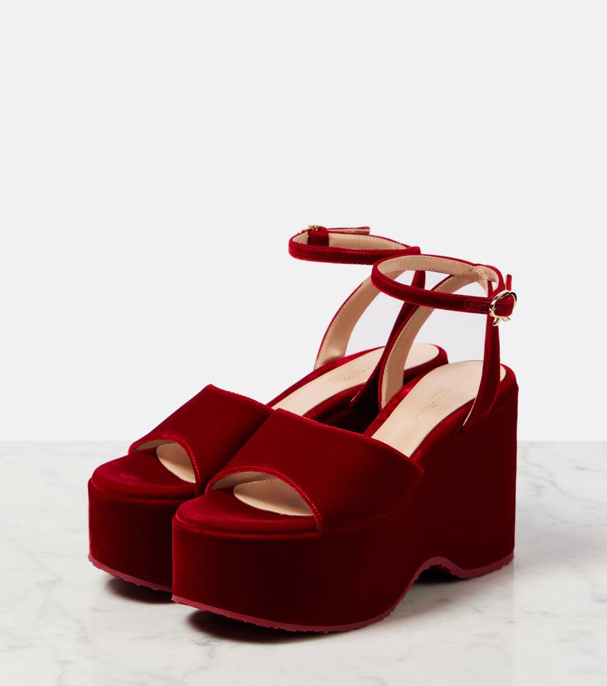 Gianvito Rossi Velvet wedge sandals