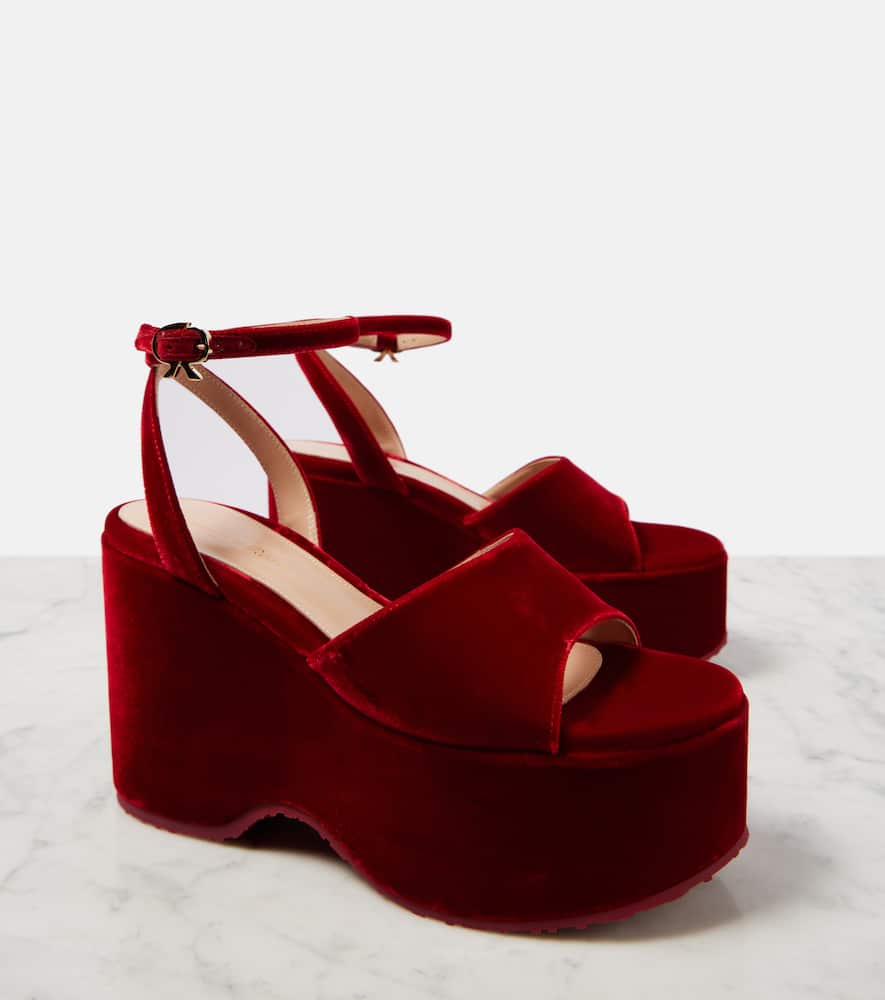 Gianvito Rossi Velvet wedge sandals