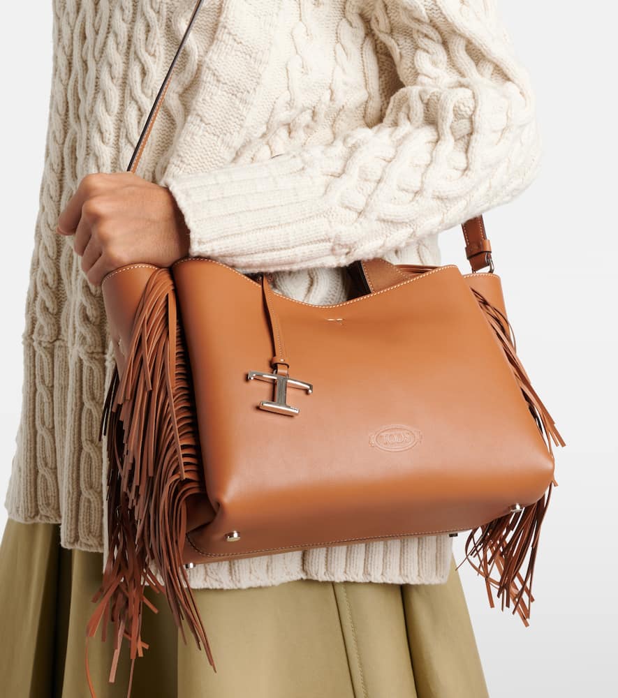 Tod's T Timeless Mini fringed leather tote bag