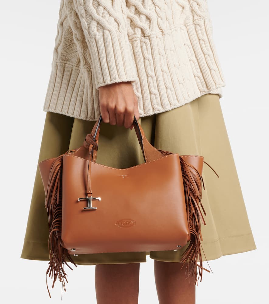 Tod's T Timeless Mini fringed leather tote bag