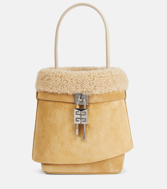 Givenchy Shark Lock Medium suede bucket bag. Shop Givenchy Top-Handle Bags for women now.