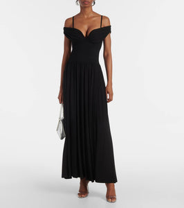 Simkhai Amarantha off-shoulder draped jersey maxi dress