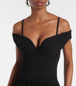 Simkhai Amarantha off-shoulder draped jersey maxi dress