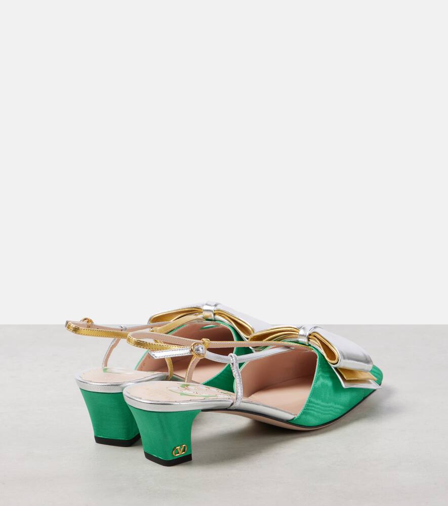 Valentino Garavani Bowow 45 moir√É¬© and leather slingback pumps