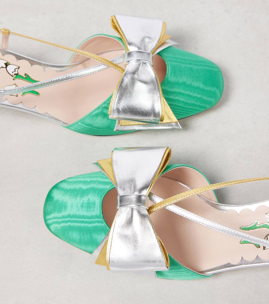 Valentino Garavani Bowow 45 moir√É¬© and leather slingback pumps