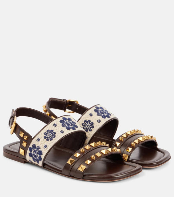 Valentino Garavani County embroidered leather sandals