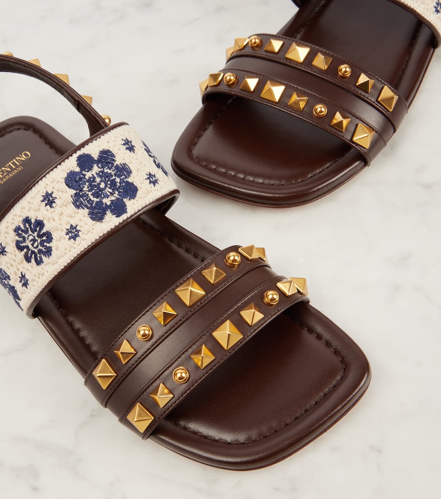 Valentino Garavani County embroidered leather sandals