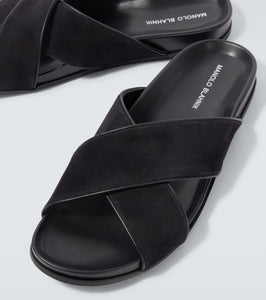 Manolo Blahnik Chiltern suede slides