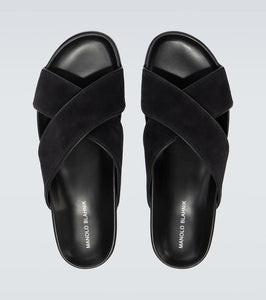 Manolo Blahnik Chiltern suede slides