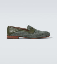 Manolo Blahnik Padstow leather-trimmed raffia loafers