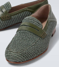 Manolo Blahnik Padstow leather-trimmed raffia loafers